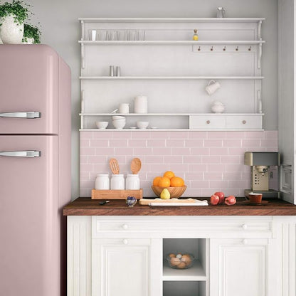 Smart Tiles Peel and Stick backsplash, Subway Blush Pink, 11.55"x8.38" | Pack of 5 (2.8 sq ft), Glossy, Heat/Moisture Resistant, Low VOC, Kitchen/Bathroom, Renter Friendly, Made in Canada