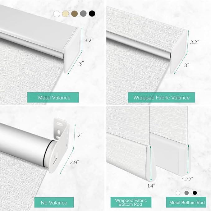 Motorized Roller Shades, 10O% Blackout Remote Control Custom Window Shades Compatible with Alexa Google Assistant via RF Hub, Rechargeable Electric Blinds for Windows (Texture White)