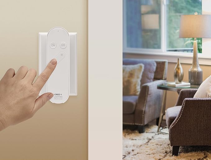 Cree Connected Max Smart Remote Control & Dimmer, Remote Control Dimmer, Compatible with Any Connected Max Smart Bulb, Bluetooth + WiFi, White, 1 Remote