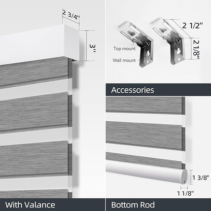 ZSTARR Motorized Blackout Window Blinds Customize Width(25-93 in) Remote Control Wireless Roller Shades Blinds for Windows, Office,Home, Hotel, Club, HD165 Gray