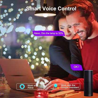 Boxlood Smart Light Bulb Works with Alexa Echo Google Home Siri, RGB Color Changing WiFi Light Bulbs, No Hub Required, Warm White to Cool White, Dimming & Timing, APP & Voice Control,7W A19 E26 6Pack