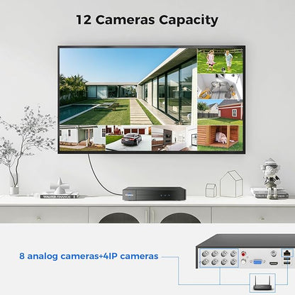 Hiseeu 4K 8 Channel DVR Security Digital Video Recorder Advanced 8MP DVR with Person Vehicle Detection for CCTV Security Camera,AHD/TVI/CVI/CVBS/IPC,Remote Access,No Monthly Fee,No Hard Drive