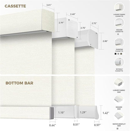 HeyBlinds Motorized Blinds with Remote, 100% Blackout Smart Blinds, Automatic Shades for Windows Compatible with Alexa Google and Homekit, Custom Size (Sun Kissed-Creme BO)
