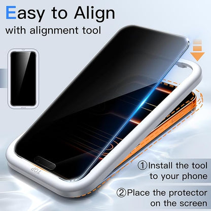 JETech 360 Degree Privacy Screen Protector for iPhone 17 Pro Max 6.9-Inch, 4-Way Anti-Spy Tempered Glass Film with Easy Installation Tool, 2-Pack