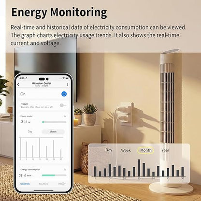 Minoston Zwave Plug, 800 Series with Energy Monitoring, Power Meter Z-Wave Outlet Switch, Z-Wave hub Required, Work with SmartThings, Wink, Vera, Z-Box Hub, Home Assistant (MP31ZP)