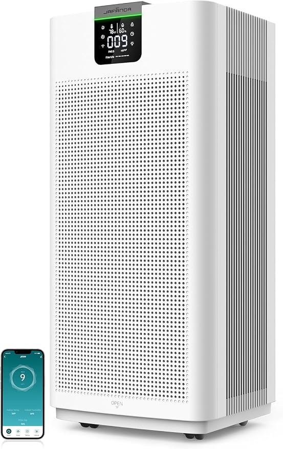 Smart Air Purifiers for Home Large Room Office Up to 4575 ft², APP & Alexa, Dual HEPA & Carbon Air Filter, Quiet Large Air Purifier for 99.97% Dust Pollen Smoke Pet Dander Allergies Odors VOCs, JF999