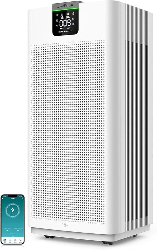 Smart Air Purifiers for Home Large Room Office Up to 4575 ft², APP & Alexa, Dual HEPA & Carbon Air Filter, Quiet Large Air Purifier for 99.97% Dust Pollen Smoke Pet Dander Allergies Odors VOCs, JF999