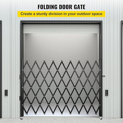 VEVOR Single Folding Security Gate, 51.57" H x 75" W, Steel Accordion Door, Flexible Expanding Barricade, 360 Rolling Scissor Gate with Padlock