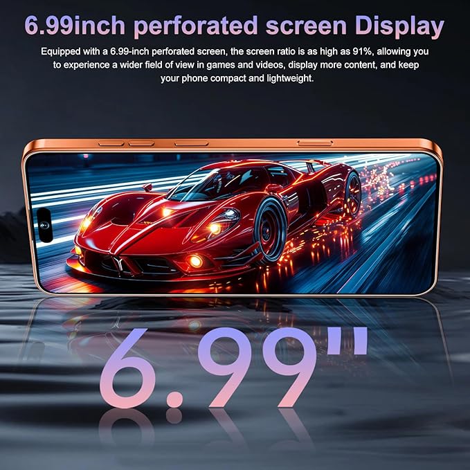 17PM Smartphone: Snapdragon 8 Gen 3, 12GB RAM + 512GB Storage, 7000mAh Battery, 6.99-inch Display, 68MP+108MP Camera, Android 15, 5G, Dual SIM - Superior OS Outperforms Competitors (Orange)