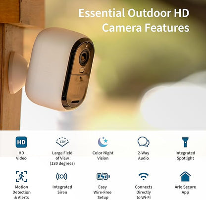 Arlo Essential Security Cameras Wireless Outdoor 1080p HD (2nd Gen, 2023 Release) - Battery Power, Person Recognition, Package Detection, Animated Preview, 3 Cam, White (Renewed)