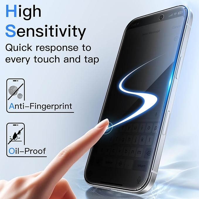 JETech Privacy Screen Protector for iPhone 16 Pro 6.3-Inch, Anti-Spy Tempered Glass Film with Easy Installation Tool, 2-Pack