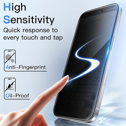 JETech Privacy Screen Protector for iPhone 16 Pro 6.3-Inch, Anti-Spy Tempered Glass Film with Easy Installation Tool, 2-Pack