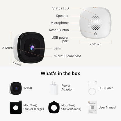 Girafit 5MP 3K Window Camera, 2.4GHz & 5GHz WiFi Indoor Security Camera for Home, ChroMax AI Color Night Vision, Person & Motion Detection, 24/7 Recording, Easy & Quick Install