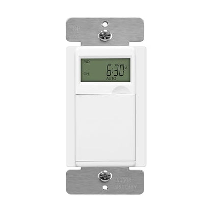 ENERLITES - HET01-C-W Programmable Digital Timer Switch for Lights, Fans, Motors, 7-Day18 ON/OFF Timer Settings, Single Pole, Neutral Wire Required, UL Listed, HET01-C, White | UL Listed, Digital In-Wall Switch Timer with 18 ON/OFF Settings, Neutral Re...