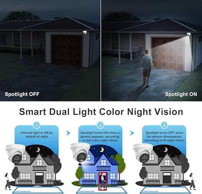 Anpviz 4K 16CH PoE Security Camera System, Smart Color Night Vision, 8X H.265+ Wired 8MP IP Cameras Outdoor with Mic, Human Vehicle Detection, 4TB HDD 16 Channel 12MP NVR, 24/7 Recording(H Series) ﻿﻿