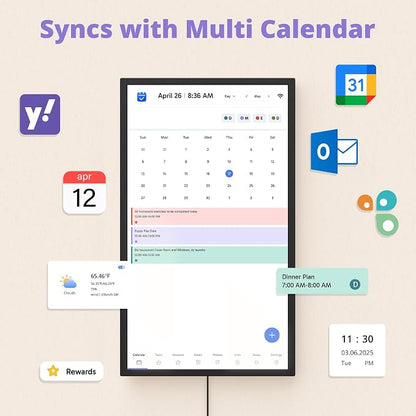 Digital Wall Calendar 32 Inch Touch Screen, Electronic Smart Calendar Chore Chart for Family Schedule/Monthly/Weekly Planner and Kids Rewards, Large 1080P Interactive Touchscreen Display