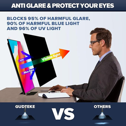 [2-Pack] HD Computer Privacy Screen 21.5 inch, Upgraded Computer Privacy Screen for 16:9 Widescreen Removable Anti Glare Computer Screen Cover and Blue Light UV-Blocking Screen Privacy Filter