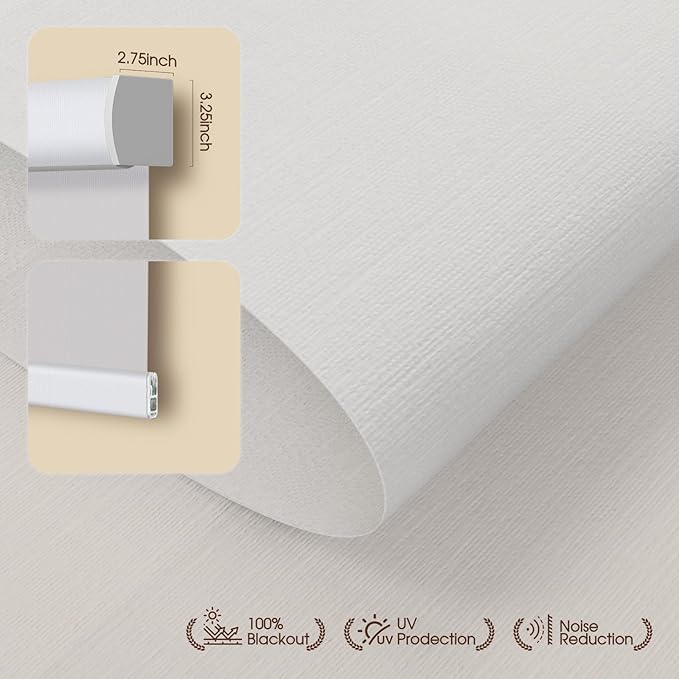 Motorized Blinds with Remote, Light Filtering Roller Shades for Indoor Windows, Smart Automatic Blinds Compatible with Alexa/Homekit/Google, Custom Size (Light Filtering-TexturaLux White)