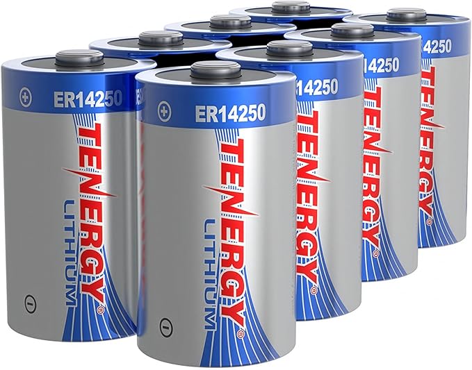 Tenergy 3.6V 1/2 AA Lithium Battery, 1200mAh ER14250 Non-Rechargeable Batteries for Alarm Systems, Home Security Sensors, Smart Dog Collars, Utility Meters, UL Certified, 8 Count