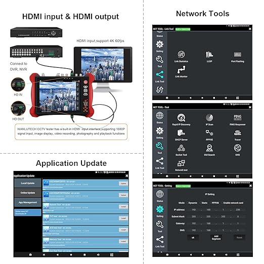 8K 32MP IP Camera Tester with PoE, WANLUTECH CCTV Tester 90W Power Output PoE Camera Test 8MP SDI TVI CVI AHD CVBS Camera Test TDR Cable Test DMM OPM VFL WiFi Network Tools HDMI (X9-MOVTADHS Pro)