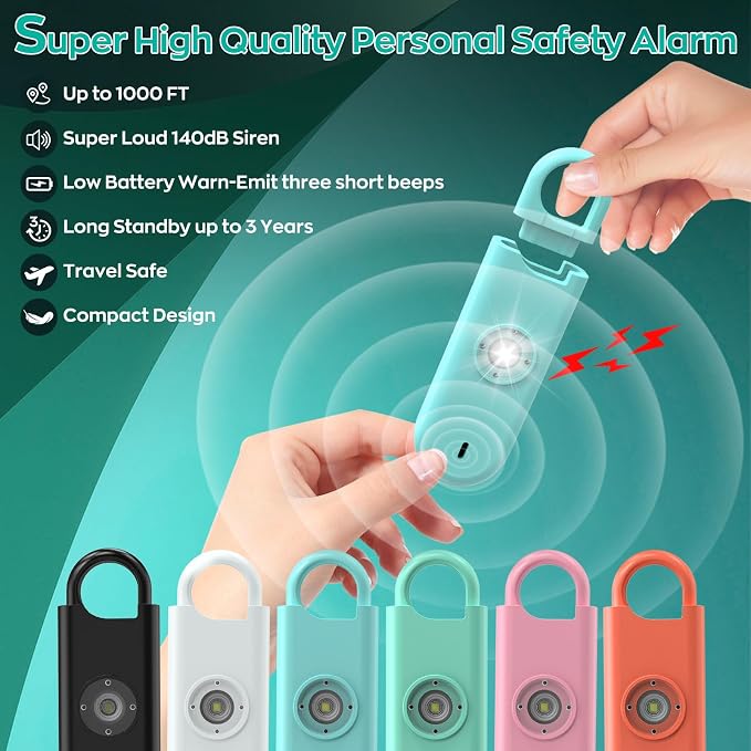 Fauxomor 140dB Personal Safety Alarm for Women 3pack Self Defense Keychain