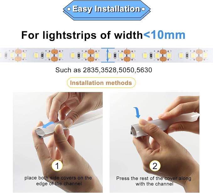 VST 6Pack 1 ft LED Aluminum Channel with Milky White Cover V Shape 16x16mm, Led Strip Light Track with End Caps and Mounting Clips Accessories for Living Room, Kitchen