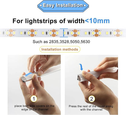 VST 6Pack 1 ft LED Aluminum Channel with Milky White Cover V Shape 16x16mm, Led Strip Light Track with End Caps and Mounting Clips Accessories for Living Room, Kitchen