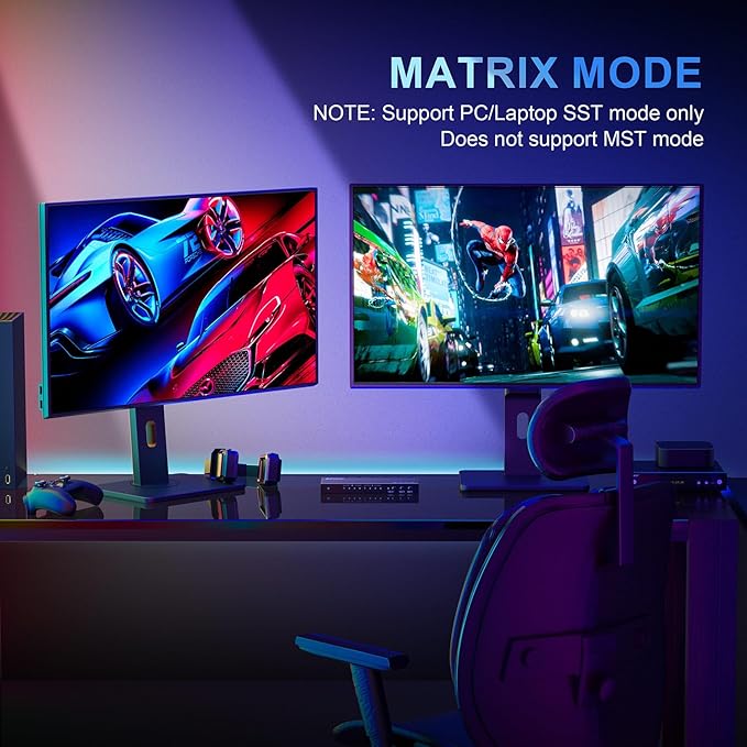 4K 60Hz HDMI Matrix 4x2, PORTTA 4 in 2 Out Switch Splitter with Toslink 3.5mm Audio Extractor, ARC, 16 EDID Modes, 4K Downscale, and IR Remote Support HDMI 2.0b HDCP 2.3/2.2 HDR 3D