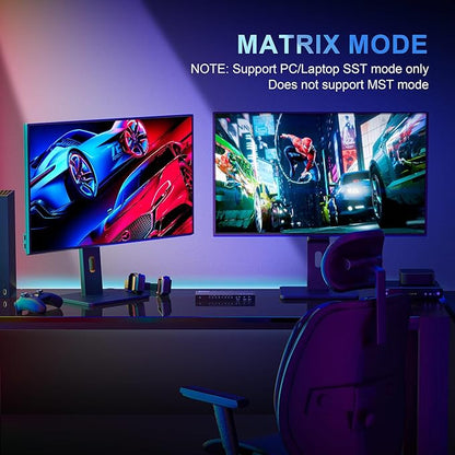 4K 60Hz HDMI Matrix 4x2, PORTTA 4 in 2 Out Switch Splitter with Toslink 3.5mm Audio Extractor, ARC, 16 EDID Modes, 4K Downscale, and IR Remote Support HDMI 2.0b HDCP 2.3/2.2 HDR 3D