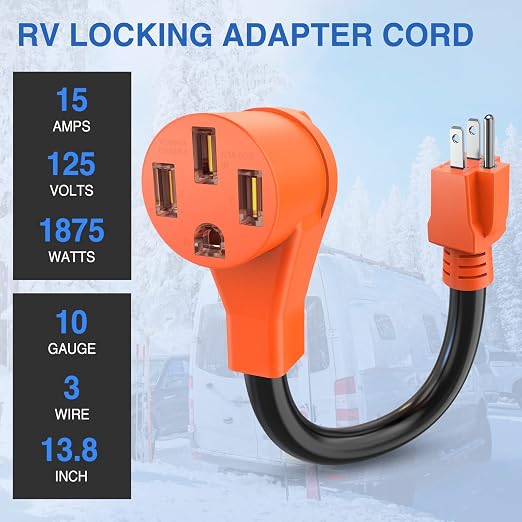 Nilight 15 Amp to 50 Amp RV Power Adapter Cord 5-15P to 14-50R