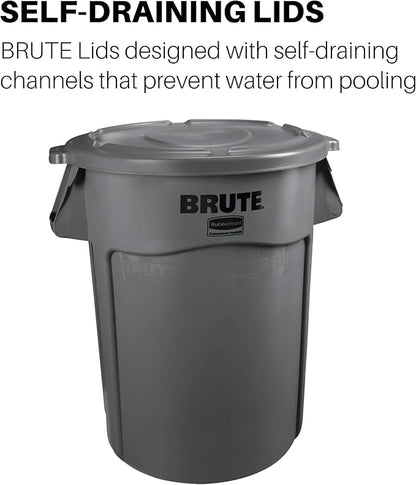 Rubbermaid 263100GY Round Flat Top Lid, for 32-Gallon Round Brute Containers, 22 1/4-Inch, dia., Gray