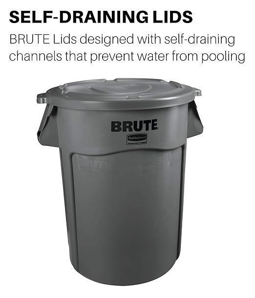 Rubbermaid Commercial Products BRUTE Trash Can Dome Lid, Gray, 32-Gallon, Compatible with the Rubbermaid Heavy Duty 32 Gallon Garbage Bins