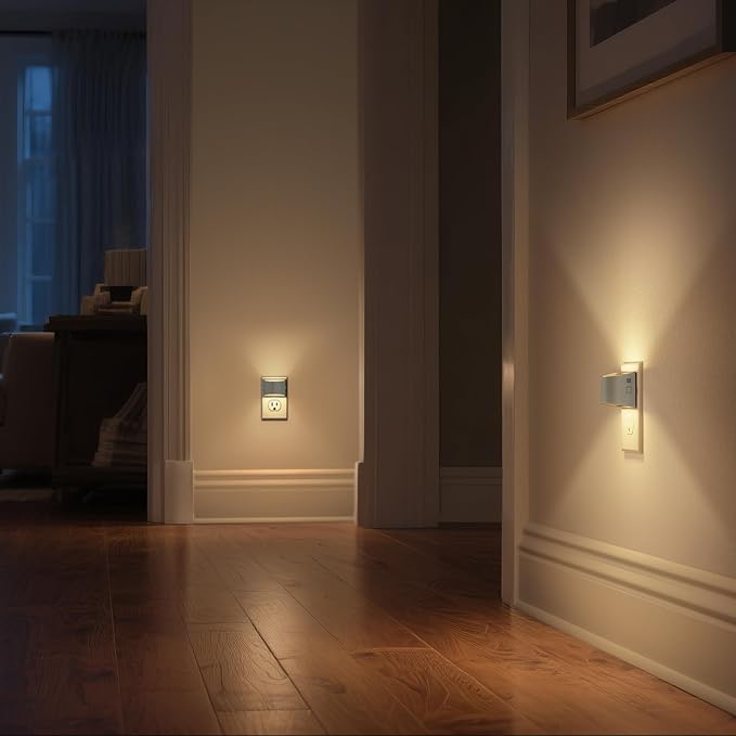 DORESshop Night Light, Night Lights Plug into Wall, Adjustable, 3000K | 3 Level Brightness Adjustable Night Light, Dusk to Dawn Sensor Nightlights for Adults, Bedroom, Hallway, Gray Cover, 2 packs