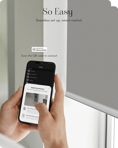 Graywind Smart Roller Shades 100% Blackout Window Blinds with APP Control Customized Automatic Shades for Home and Office(24" Wx72 H,Grey)