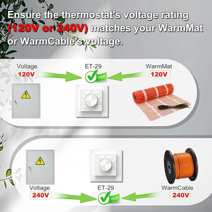 HEATIT Manual Non-Programmable Floor Heating Thermostat, 100-240V White