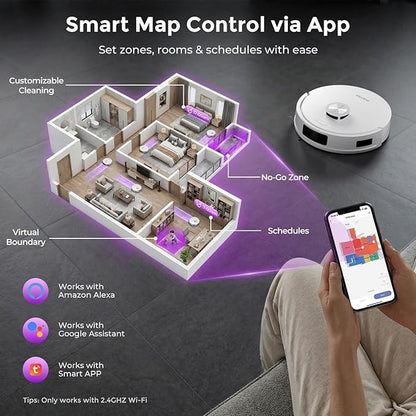 Robot Vacuum and Mop Combo, Robot Vacuum Cleaner with Bagless Self Emptying Station, 18000Pa Suction, LiDAR Navigation, ideal for Pet Hair, Carpet & Hard Floor, Compatible with App/Alexa/Voice Control