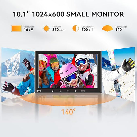 Eyoyo 10 Inch Mini Monitor - 1024x600 Small Computer Screen with HDMI Mini-VGA AV USB Input for Security, LCD PC, Home, Office, POS Systems, Car