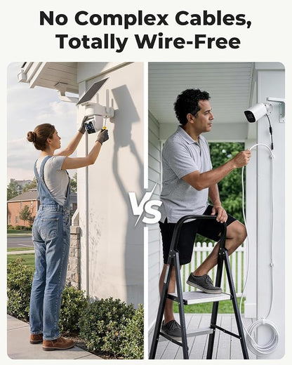 No Monthly Fee Solar Security Camera System with Home Hub, 4 Pack 4MP 360° PTZ Wireless Outdoor Cameras, Local Storage, Color Night Vision, 5GHz & 2.4GHz WiFi for Home Exterior, IP66