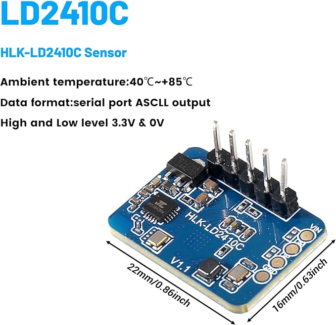 2pcs LD2410C Human Presence Radar Sensor Module HLK-LD2410 LD2410 Millimeter Wave Non-Contact 24GHz ISM Band Serial Port IO Level Output