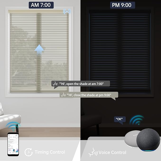 Motorized Sheer Shades with Remote, Automatic Dual-Layered Shades for Windows, Smart Light Filtering Blinds Compatible with Alexa, Custom Size (Light Filtering Soft Beige)