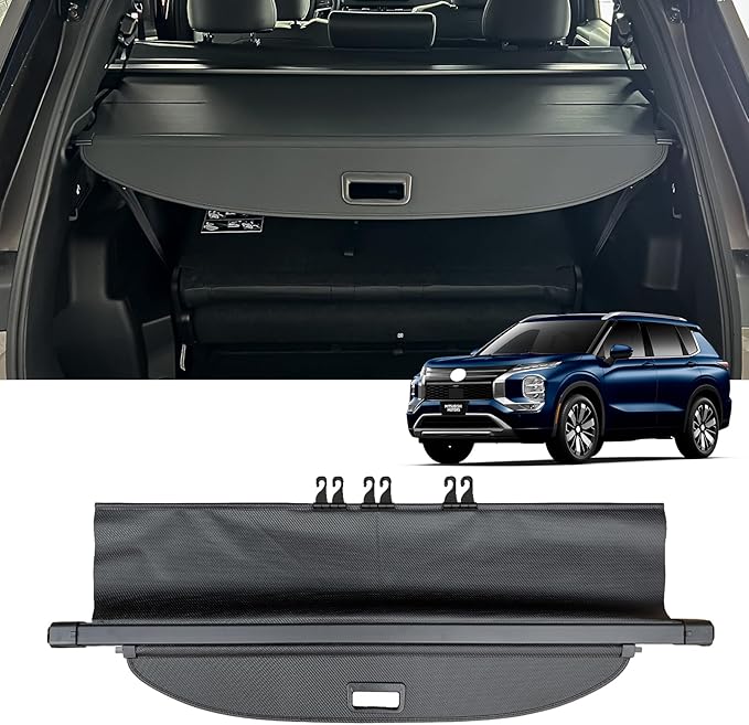 AUXKO Retractable Cargo Cover for Mitsubishi Outlander 2025-2022, Trunk Cover Luggage Security Shade Cover for 2025 2024 Outlander Shielding Anti-Peeping Privacy Screen Carbon Fiber(Not for Sport)