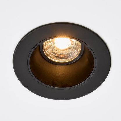 Maxxima 2 in. Ultra-Thin Recessed Anti-Glare LED Downlight - Canless IC Rated, 5 Color Temperature Selectable 2700K/3000K/3500K/4000K/5000K, Dimmable, Round Black Trim, 90 CRI