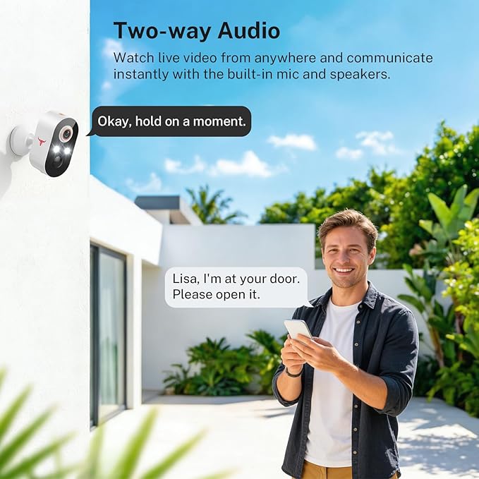 Security Cameras Wireless Outdoor 1080P, 120° View, Battery Powered, 2.4GHz Wi-Fi Cameras for Home Security, AI Motion Detection, Color Night Vision, Cloud Storage (Sold Separately)