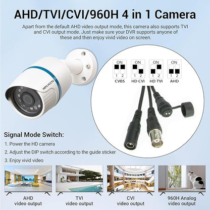 5MP Security Bullet Analog Camera 4 in 1 Hybrid ahd tvi cvi cvbs Surveillance Bullet Wired BNC Cameras 2.8mm Lens IP67 Waterproof Aluminum Housing Outdoor Indoor CCTV Night Vision Camera