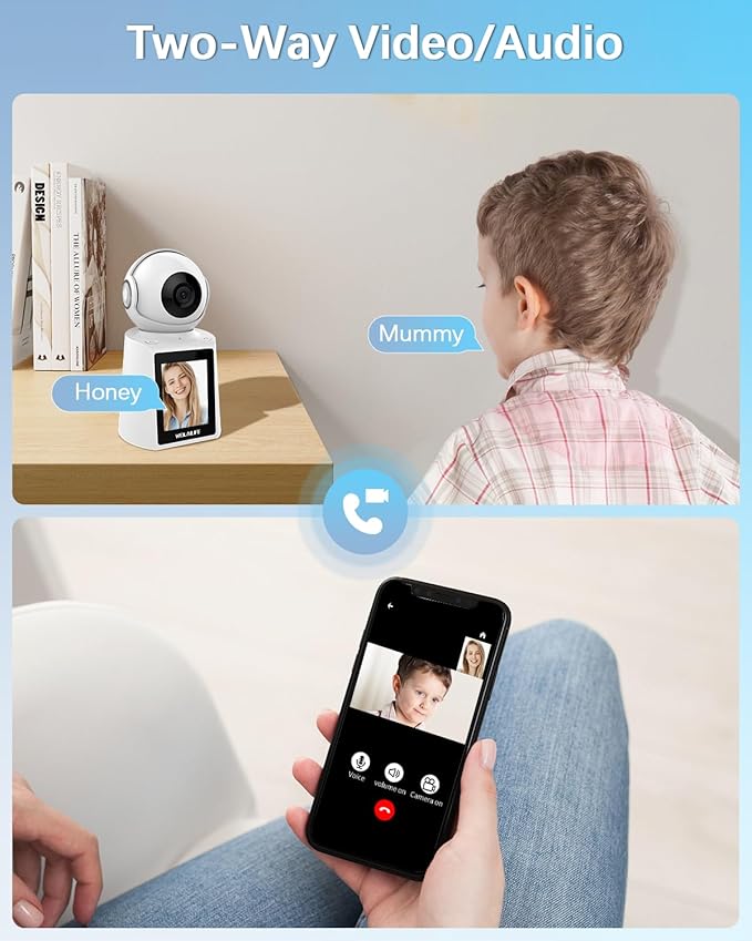WEILAILIFE 【2-Way Video】 Indoor Wireless Pet Dog Security Camera Home WiFi Surveillance Cameras Baby/Elderly Pan Tilt Smart Security Camera