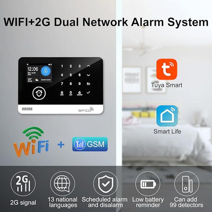 Home Security System, Alarm System for Home Security, 8-Piece Kit WiFi/GSM SMS Alarm System with Motion Detector, 120dB Alarm Siren, Door/Window Burglar Alarm, Smart Remote Control, Alexa-Compatible