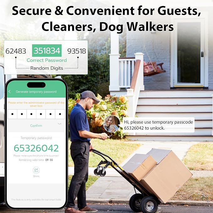 Keyless Entry Door Lock Palm Vein, Bestkid Smart Lock for Front Door with Wireless Doorbell Built-in WiFi, Biometric Deadbolt App Remote Alexa Control Auto Lock Rechargeable Battery