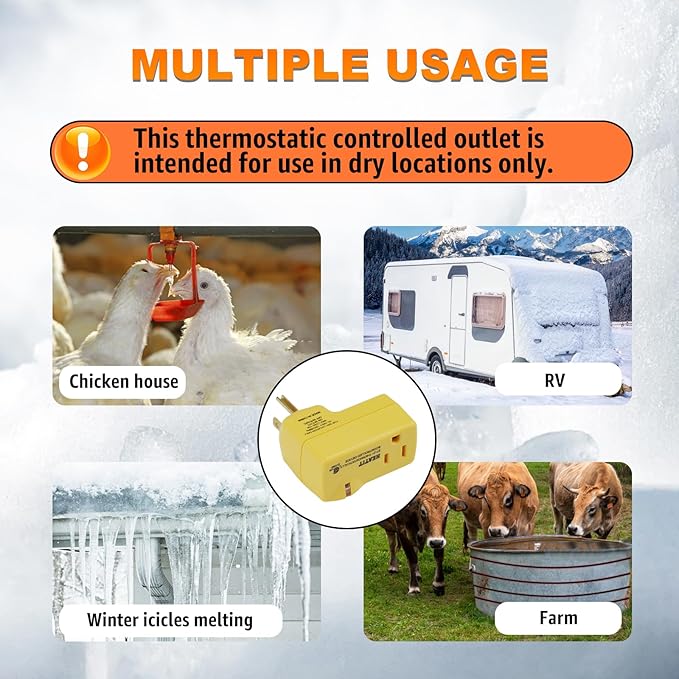 HEATIT ET-21 Freeze Thermostatically Controlled Outlet On at 38F /Off at 50F ET-21-1 1PCS