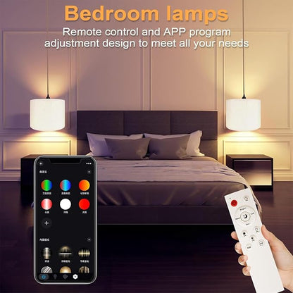 Plug in Pendant Light, Hanging Lamp with RGB Smart Bulb, Hanging Lights with Plug in Cord Hanging Lights for Bedroom Kitchen Living Room Dining Room Pendant Light Fixture