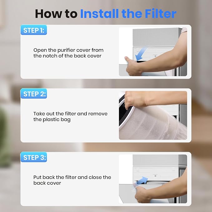 Air Purifiers for Smoke Up to 3600 Ft², Pureborne HEPA Air Purifiers for Home Large Room with PM 2.5 Sensor for Wildfire Smoke Odor Fur, Three-Sided Air Inlet, Auto Mode, Sleep Mode, Beige, 1 Pack